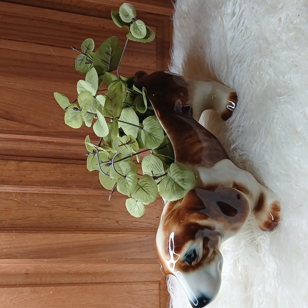 Vtg McCoy Pottery Dog Planter Large Basset Hound MCM Succulent Dachshund Pot Pup